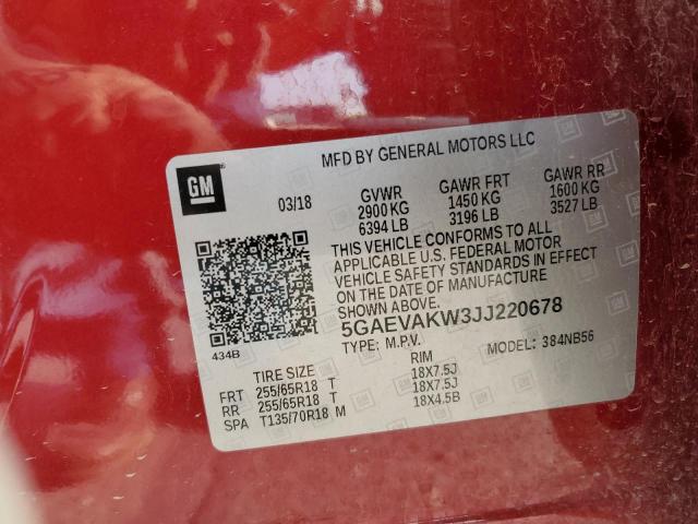 5GAEVAKW3JJ220678 - 2018 BUICK ENCLAVE ESSENCE 红色 照片 12