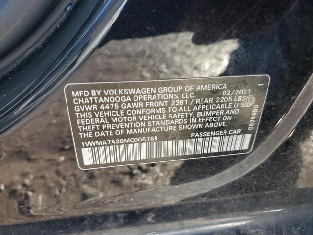 1VWMA7A38MC006789 - 2021 VOLKSWAGEN PASSAT R-LINE Қара фото 12