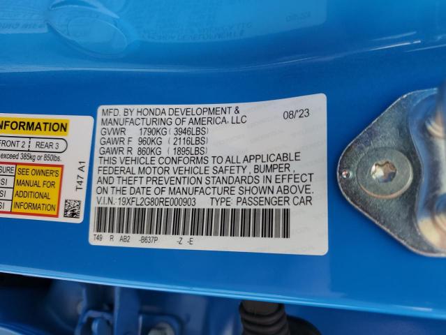 19XFL2G80RE000903 - 2024 HONDA CIVIC SPORT 蓝色 照片 12