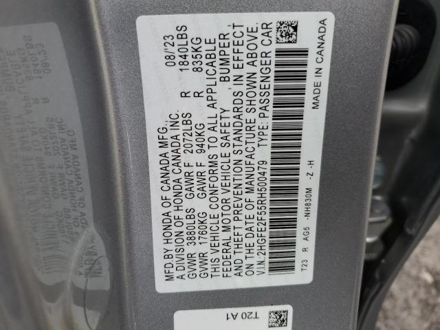 2HGFE2F55RH500479 - 2024 HONDA CIVIC SPORT 银色 照片 13