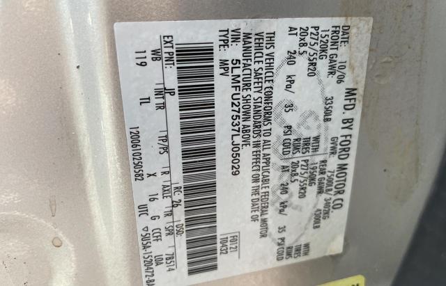 5LMFU27537LJ05029 - 2007 LINCOLN NAVIGATOR ვერცხლისფერი ფოტო 10