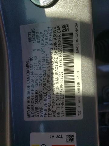 2HGFE2F5XPH557869 - 2023 HONDA CIVIC SPORT BLUE photo 12