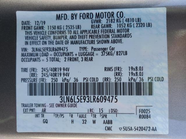 3LN6L5E93LR609475 - 2020 LINCOLN MKZ RESERVE TAN photo 12