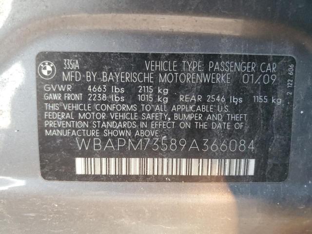 WBAPM73589A366084 - 2009 BMW 335 I GRAY photo 12