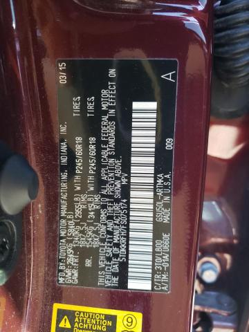 5TDKKRFH7FS075174 - 2015 TOYOTA HIGHLANDER XLE MAROON photo 14