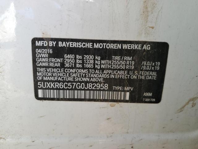 5UXKR6C57G0J82958 - 2016 BMW X5 XDRIVE50I WHITE photo 12