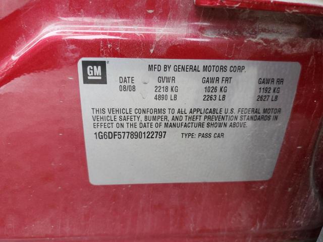 1G6DF577890122797 - 2009 CADILLAC CTS RED photo 12