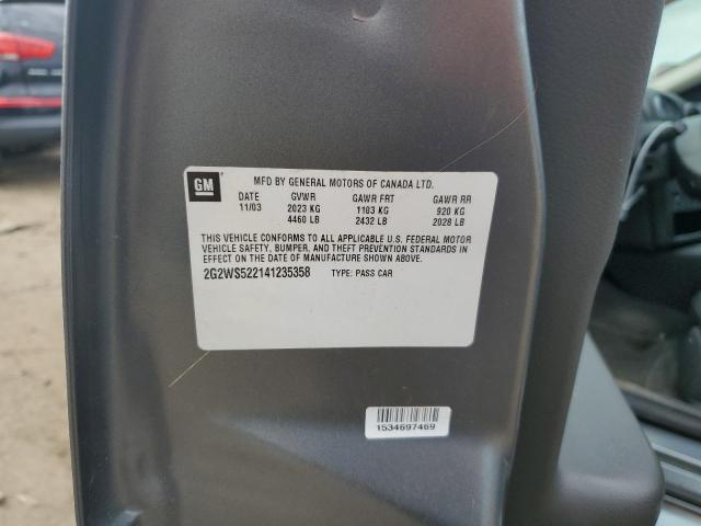 2G2WS522141235358 - 2004 PONTIAC GRAND PRIX GT2 ნაცრისფერი ფოტო 12