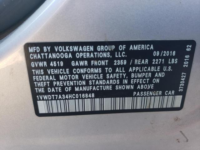1VWDT7A34HC016848 - 2017 VOLKSWAGEN PASSAT R-LINE Gümüş foto 12