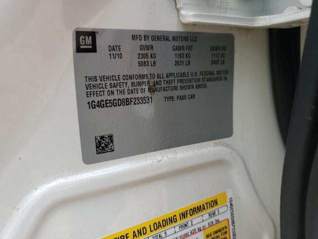 1G4GE5GD8BF233531 - 2011 BUICK LACROSSE CXS WHITE photo 12