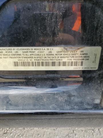 3VWEF81K67M073283 - 2007 VOLKSWAGEN JETTA WOLFSBURG 黑色 照片 12