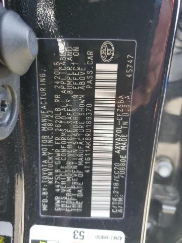 4T1G11AK6RU189370 - 2024 TOYOTA CAMRY SE NIGHT SHADE BLACK photo 12