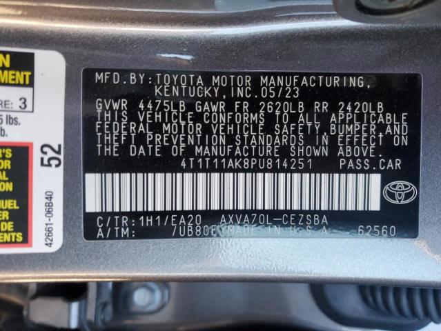 4T1T11AK8PU814251 - 2023 TOYOTA CAMRY SE NIGHT SHADE CHARCOAL photo 12