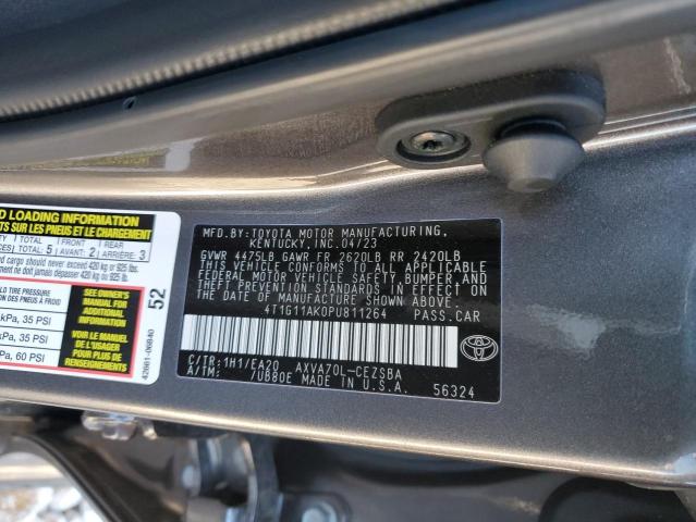 4T1G11AK0PU811264 - 2023 TOYOTA CAMRY SE NIGHT SHADE GRAY photo 12