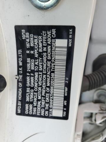 SHHFK7H99KU201348 - 2019 HONDA CIVIC SPORT TOURING WHITE photo 12