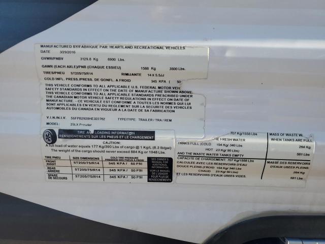 5SFPB2928HE322762 - 2017 HEART LAND PROWLER 白色 照片 10