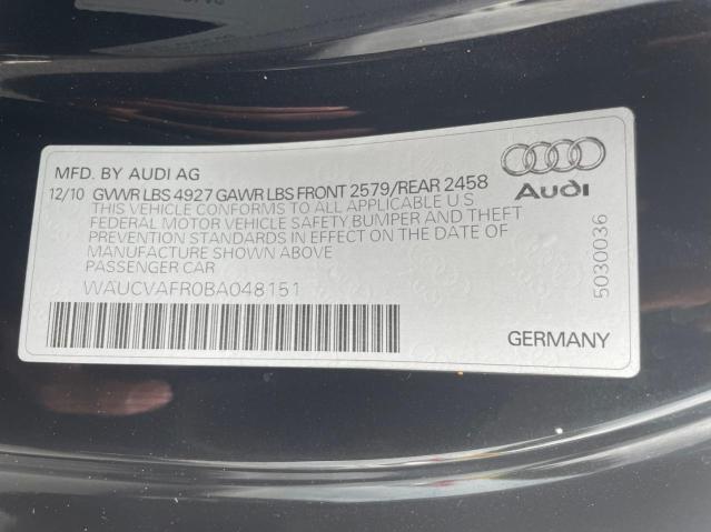 WAUCVAFR0BA048151 - 2011 AUDI S5 PREMIUM PLUS BLACK photo 10