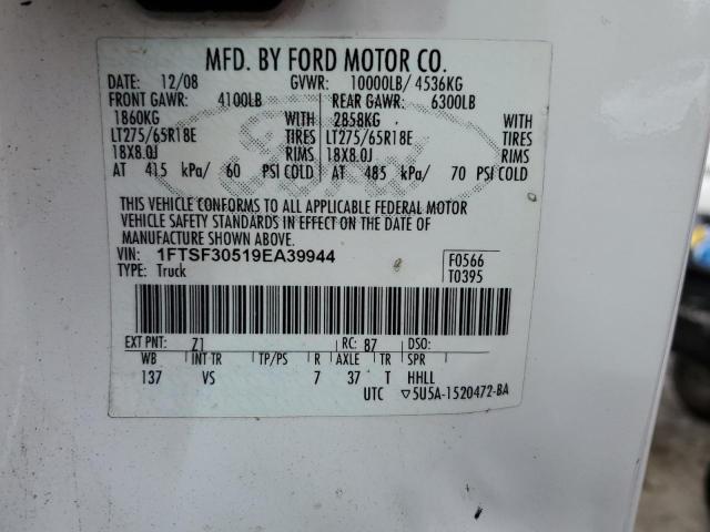 1FTSF30519EA39944 - 2009 FORD F-350 SUPER DUTY WHITE photo 12