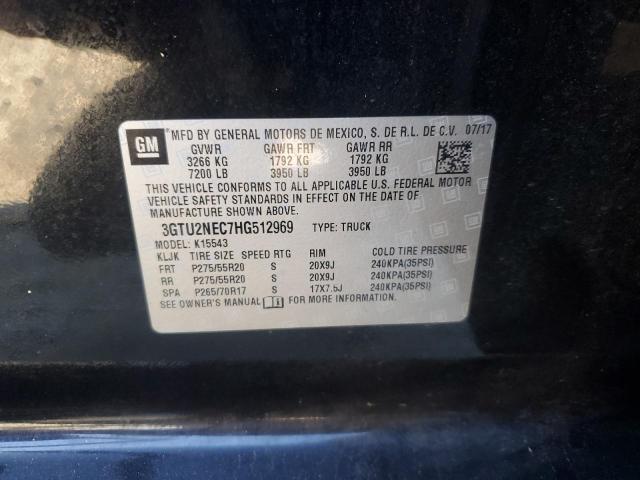 3GTU2NEC7HG512969 - 2017 GMC SIERRA K1500 SLT BLACK photo 12