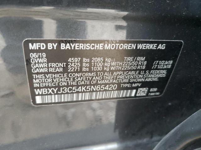 WBXYJ3C54K5N65420 - 2019 BMW X2 SDRIVE28I GRAY photo 12