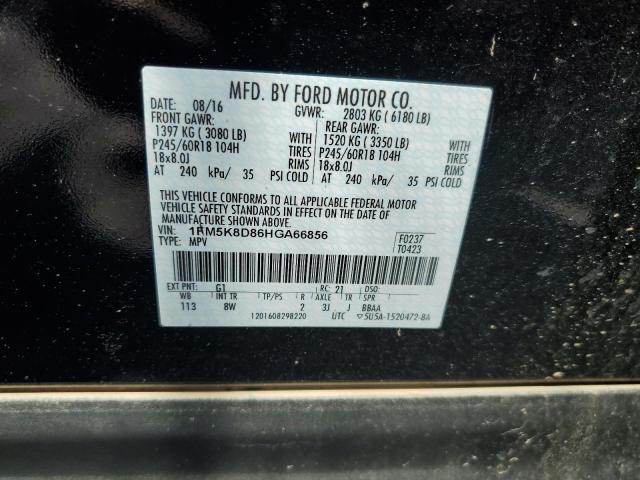 1FM5K8D86HGA66856 - 2017 FORD EXPLORER XLT BLACK photo 13