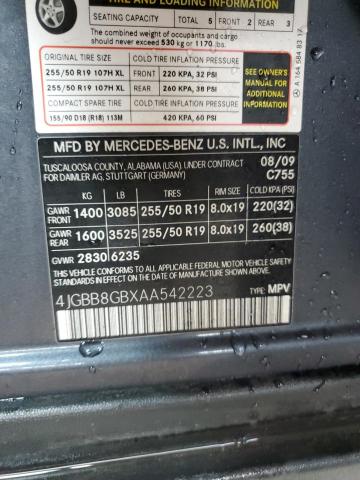 4JGBB8GBXAA542223 - 2010 MERCEDES-BENZ ML 350 4MATIC BLUE photo 13