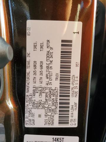 5TFMA5DB4NX022637 - 2022 TOYOTA TUNDRA CREWMAX PLATINUM Braun Foto 12