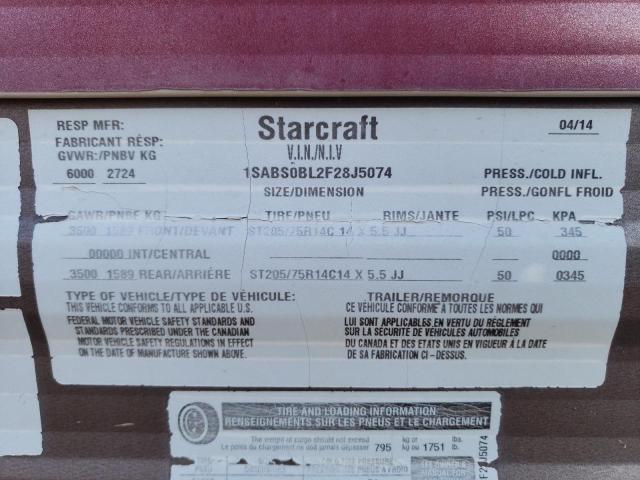 1SABS0BL2F28J5074 - 2015 STARCRAFT AR-ONE MAX WHITE photo 10