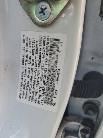 19XFB2F90FE004703 - 2015 HONDA CIVIC EXL თეთრი ფოტო 13