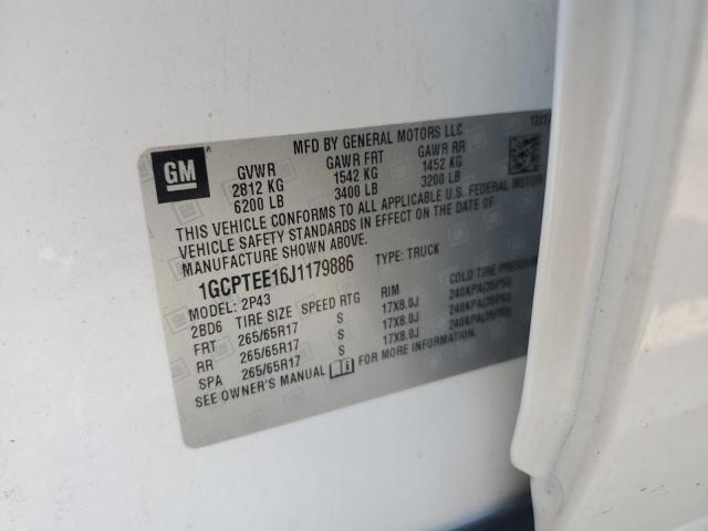 1GCPTEE16J1179886 - 2018 CHEVROLET COLORADO ZR2 WHITE photo 12