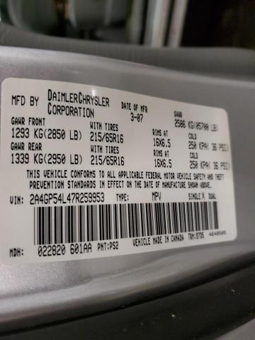 2A4GP54L47R259953 - 2007 CHRYSLER TOWN & COU TOURING ვერცხლისფერი ფოტო 13