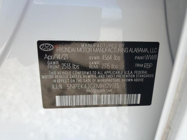 5NPEK4JC7MH129135 - 2021 HYUNDAI SONATA N LINE WHITE photo 12