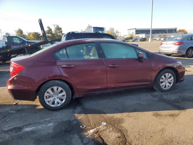 19XFB2F59CE025073 - 2012 HONDA CIVIC LX BURGUNDY photo 3