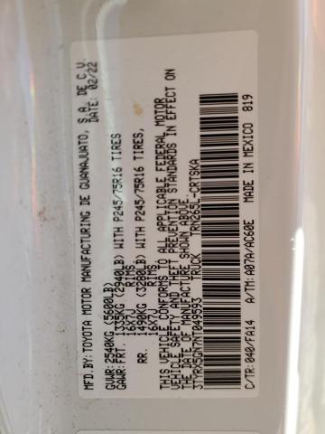3TYRX5GN7NT049593 - 2022 TOYOTA TACOMA ACCESS CAB Ақ фото 12