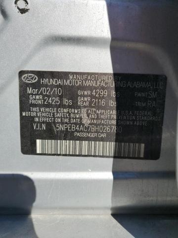 5NPEB4AC7BH026780 - 2011 HYUNDAI SONATA GLS SILVER photo 12