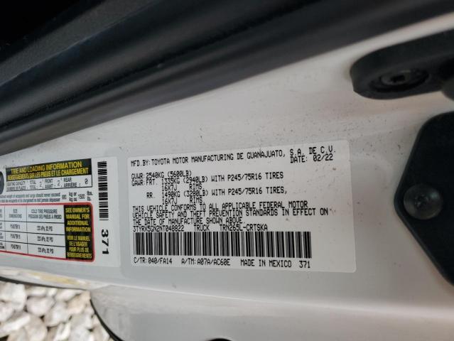 3TYRX5GN2NT048822 - 2022 TOYOTA TACOMA ACCESS CAB Ақ фото 12