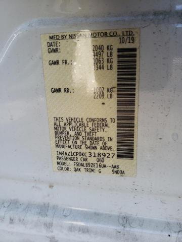 1N4AZ1CP0KC318927 - 2019 NISSAN LEAF S WHITE photo 12