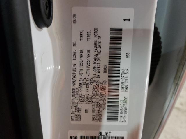 5TFUY5F17LX954148 - 2020 TOYOTA TUNDRA DOUBLE CAB SR/SR5 WHITE photo 12