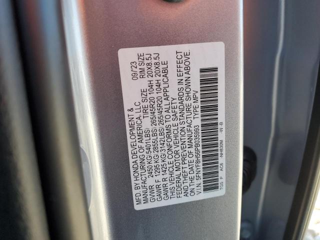 5FNYF8H56PB035993 - 2023 HONDA PASSPORT EXL SILVER photo 13
