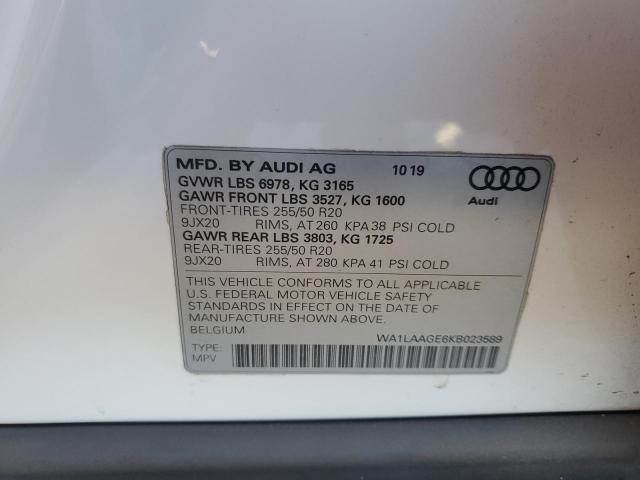 WA1LAAGE6KB023589 - 2019 AUDI E-TRON PREMIUM PLUS WHITE photo 13