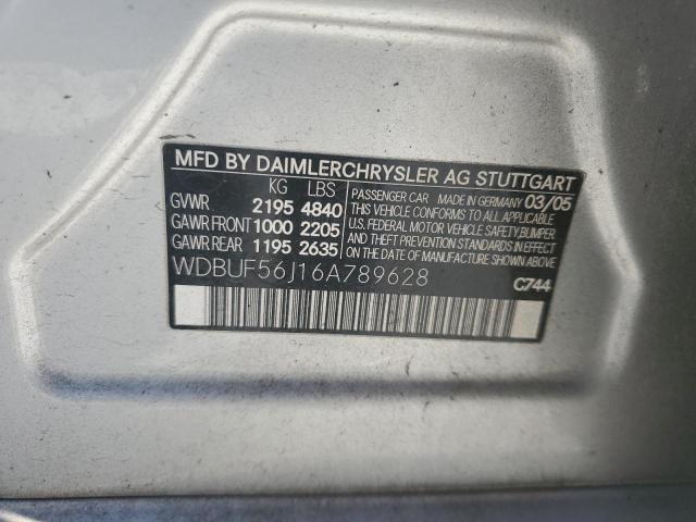 WDBUF56J16A789628 - 2006 MERCEDES-BENZ E 350 SILVER photo 12