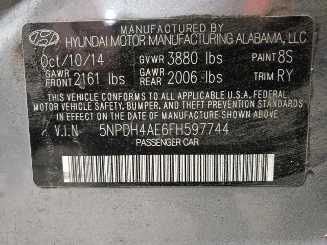 5NPDH4AE6FH597744 - 2015 HYUNDAI ELANTRA SE SILVER photo 12