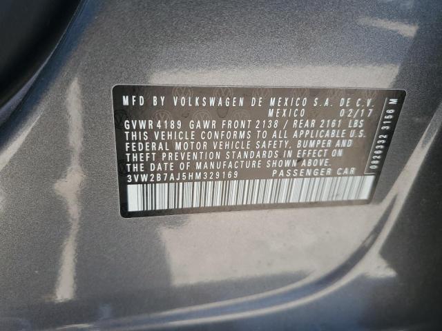 3VW2B7AJ5HM329169 - 2017 VOLKSWAGEN JETTA S GRAY photo 12