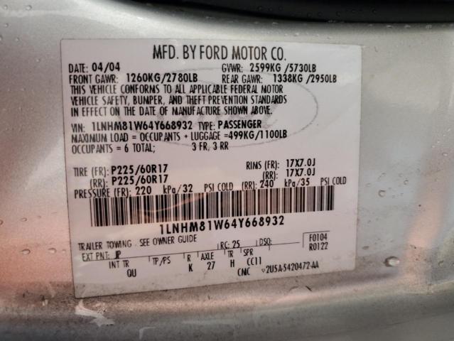 1LNHM81W64Y668932 - 2004 LINCOLN TOWN CAR EXECUTIVE Silber Foto 12