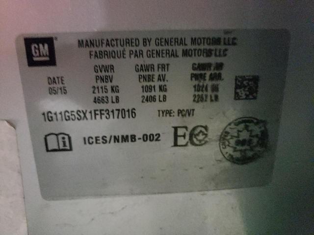1G11G5SX1FF317016 - 2015 CHEVROLET MALIBU LTZ ვერცხლისფერი ფოტო 12
