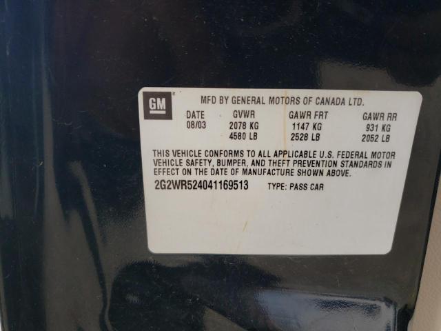 2G2WR524041169513 - 2004 PONTIAC GRAND PRIX GTP BLACK photo 12