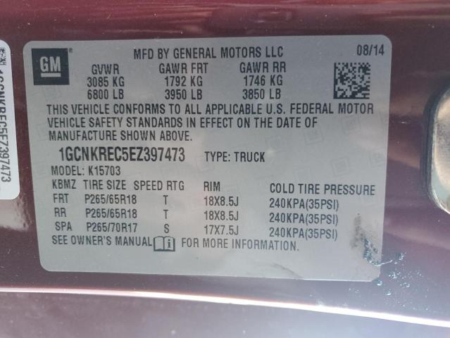 1GCNKREC5EZ397473 - 2014 CHEVROLET silverado K1500 LT RED photo 12