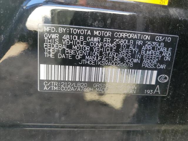 JTHCE1KS9A0026678 - 2010 LEXUS GS 350 BLACK photo 12