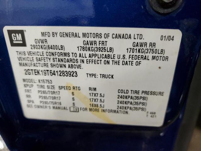 2GTEK19T641283923 - 2004 GMC NEW SIERRA K1500 BLUE photo 12