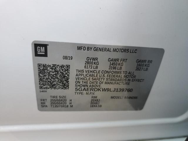 5GAERDKW9LJ139760 - 2020 BUICK ENCLAVE AVENIR თეთრი ფოტო 12